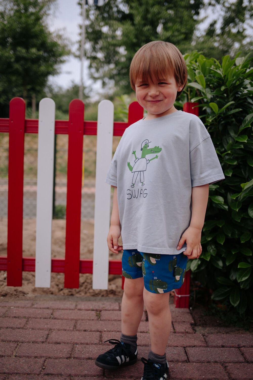 Blauwe DAILY BRAT Zwemkleding DAFFY DINO SWIMSHORTS - large