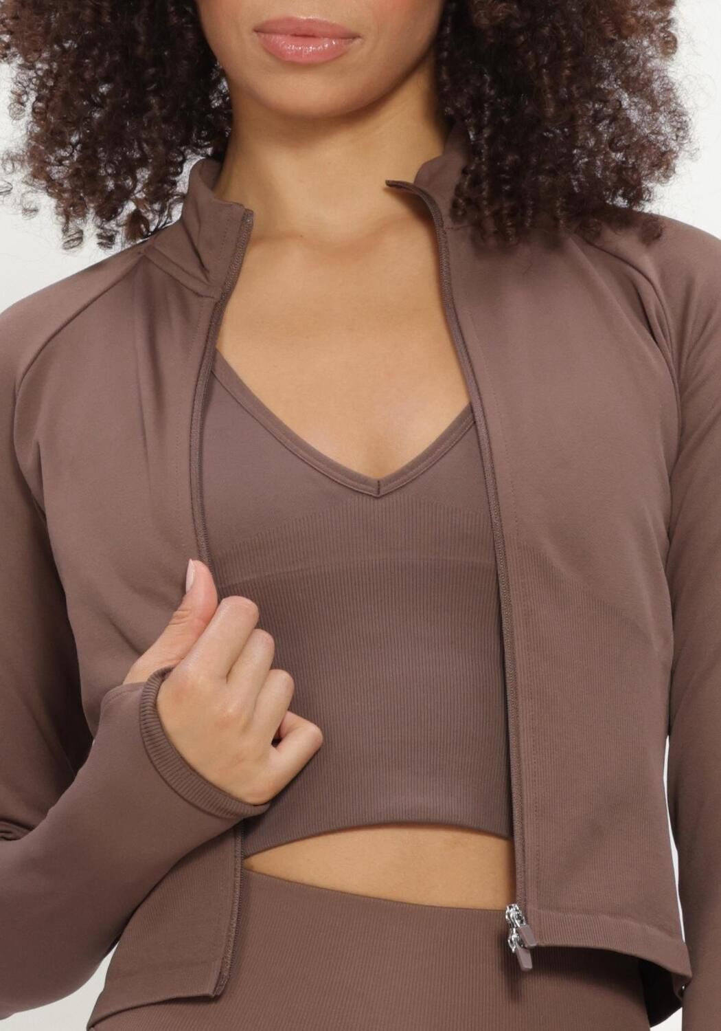 Bruine AIM'N Truien/vesten SHAPE SEAMLESS ZIP JACKET - large