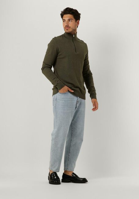 Donkergroene SELECTED HOMME Trui SLHBERG HALF ZIP CARDIGAN B NOOS - large
