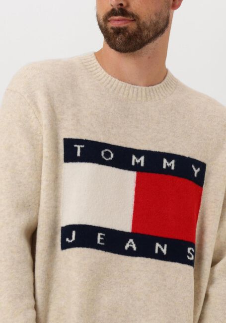 TOMMY JEANS Pull TJM REG MELANGE FLAG SWEATER en beige - large