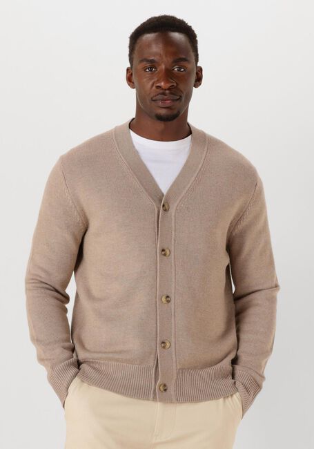 SELECTED HOMME Gilet SLHTRAY LS MERINO CHUNKY V-NECK CARDIGAN en beige - large