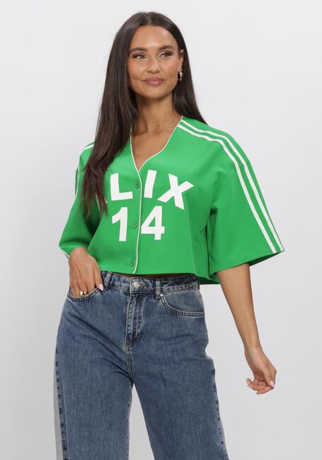 ALIX THE LABEL LADIES WOVEN CROPPED BASEBALL SHIRT Hauts & T-shirts en vert - large