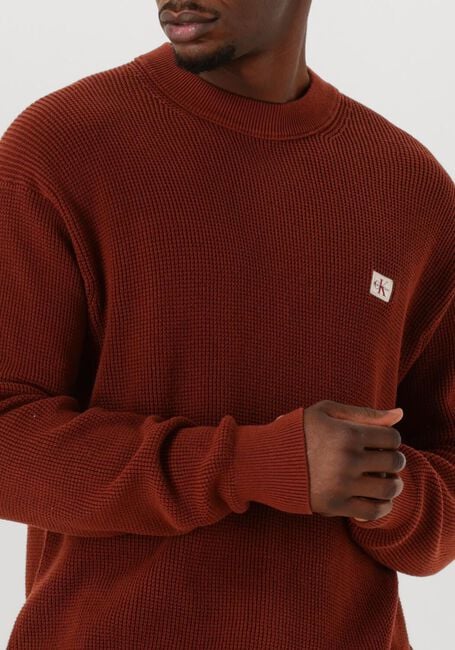 CALVIN KLEIN Pull LS EZ COTTON WAFFLE CREWNK SWTR 9 en rouge - large