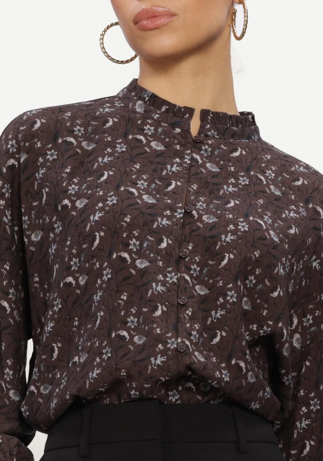 Bruine MSCH COPENHAGEN  MSCHMICHELLA SHIRT AOP - large