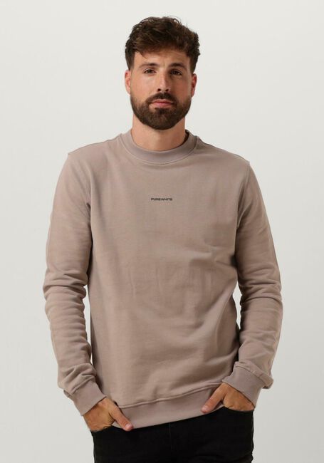 Taupe PUREWHITE Trui CREWNECK WITH FRONT PRINT AND BACK ARTWORK - large
