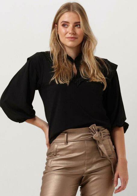 Zwarte SUMMUM Top JERSEY TOP 3/4 SLEEVE JERSEY AND EMBROIDERY MIC - large