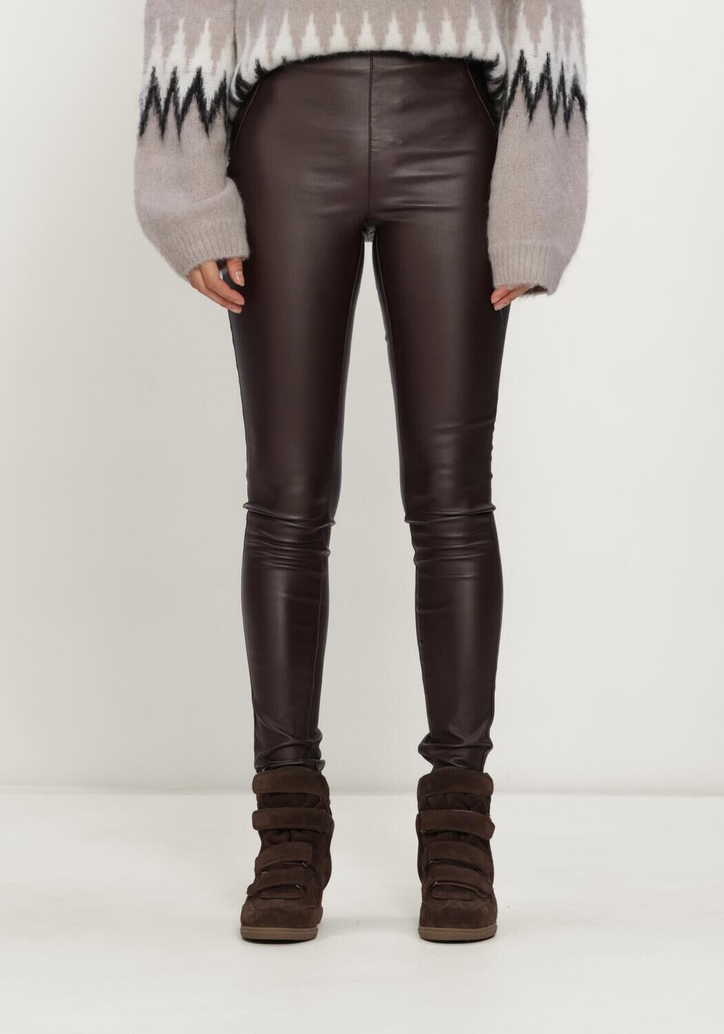 OBJECT Legging OBJBELLE MW COATED LEGGINGS en marron - large