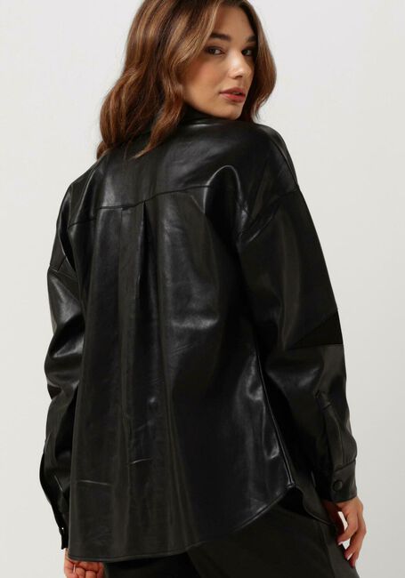 Zwarte COLOURFUL REBEL  KIKI VEGAN LEATHER BOYFRIEND BLOUSE - large
