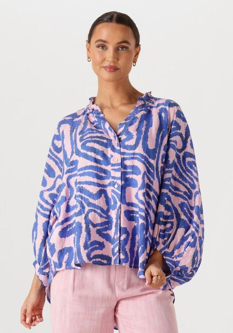 POM AMSTERDAM BLOUSE WAVES PINK LINEN Blouses en multicolore - large
