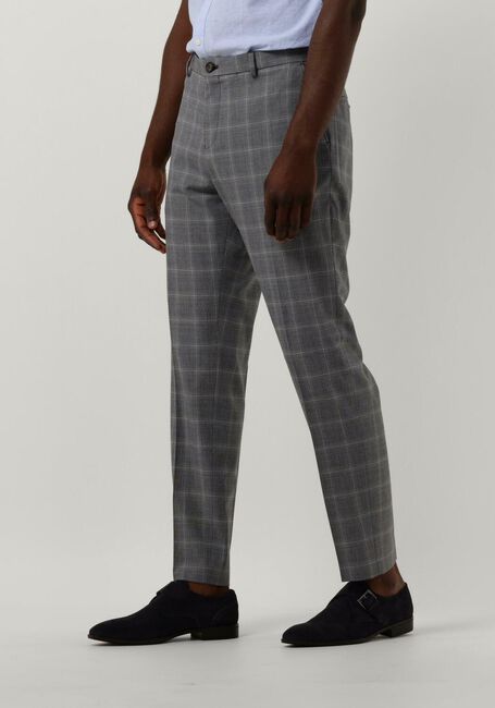 Grijze SELECTED HOMME Pantalon SLHSLIM-LIAM GREY/BLUE CHECK TRS FLEX B - large