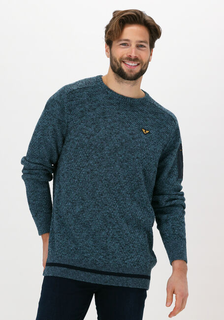 Blauwe PME LEGEND Trui R-NECK COTTON MOULINE - large