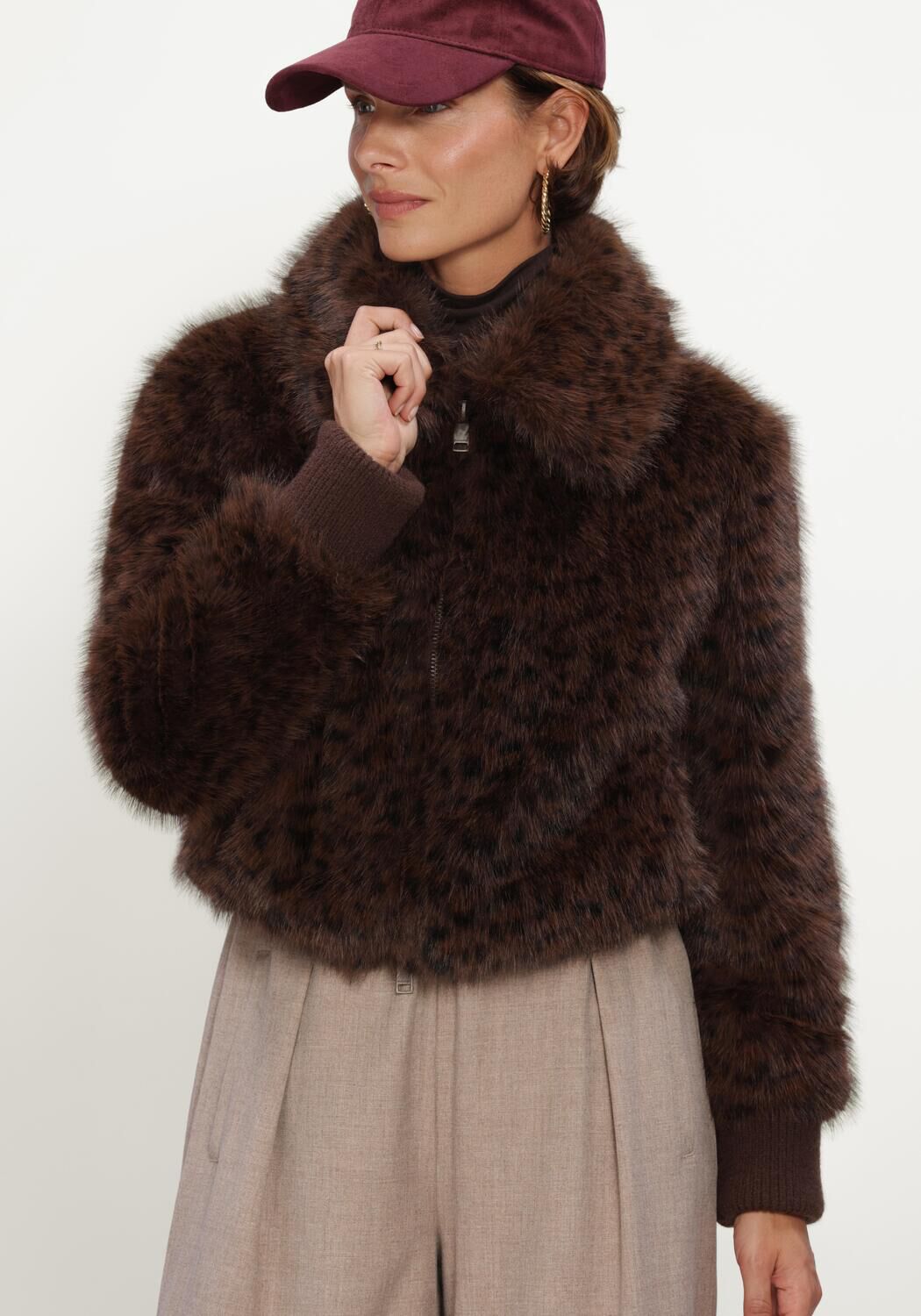Bruine BEAUMONT Faux fur jas NUALA JACKET - large