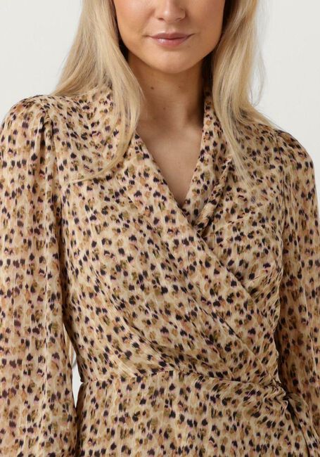 Beige NOTRE-V Mini jurk SHORT PRINTED WRAP DRESS - large