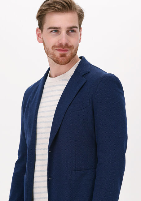 Blauwe PROFUOMO Colbert JACKET KNIT STRUCTURE MID BLUE - large