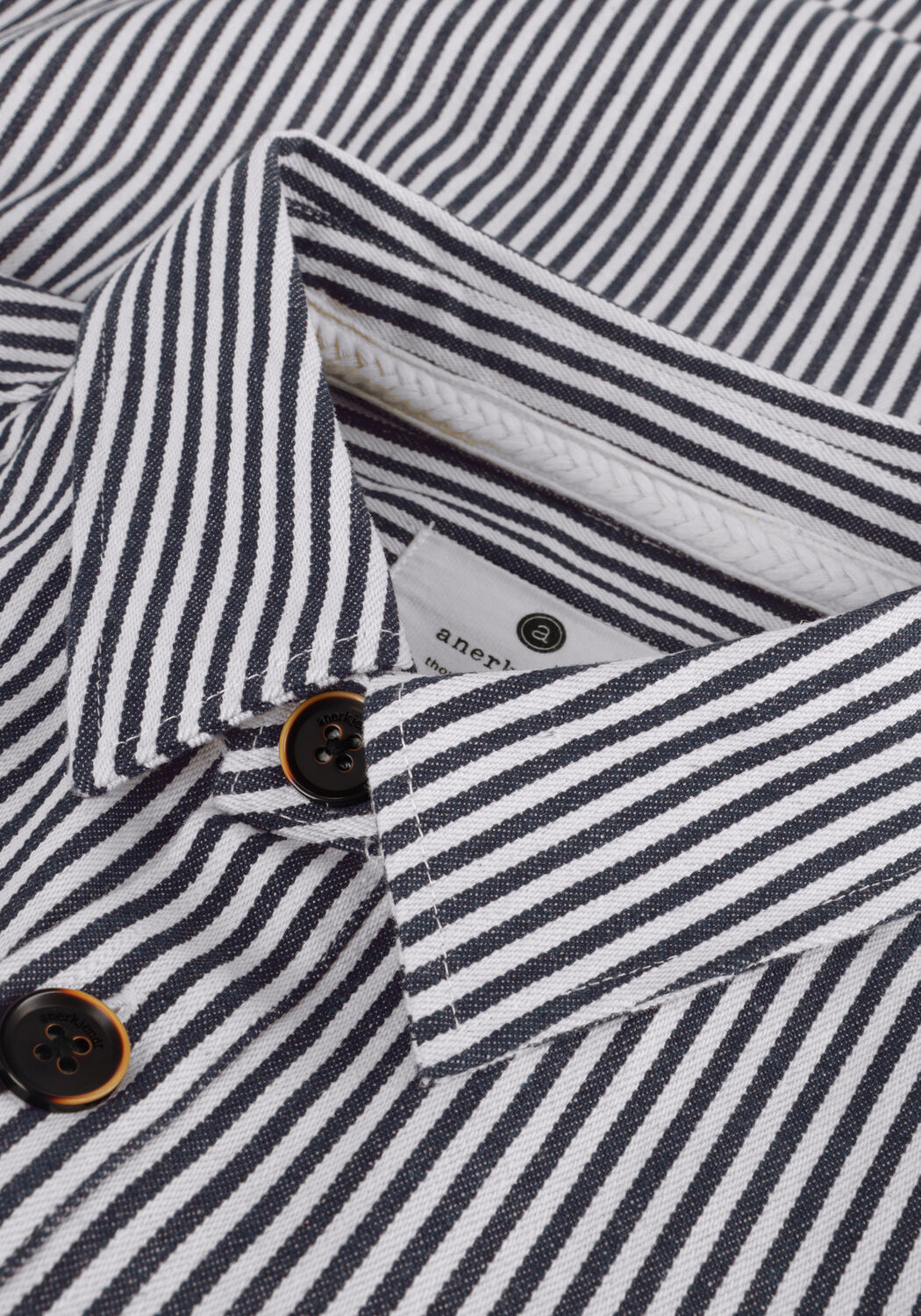 ANERKJENDT Surchemise AKOSCAR CANVAS STRIPE OS Bleu fonc&eacute; - large