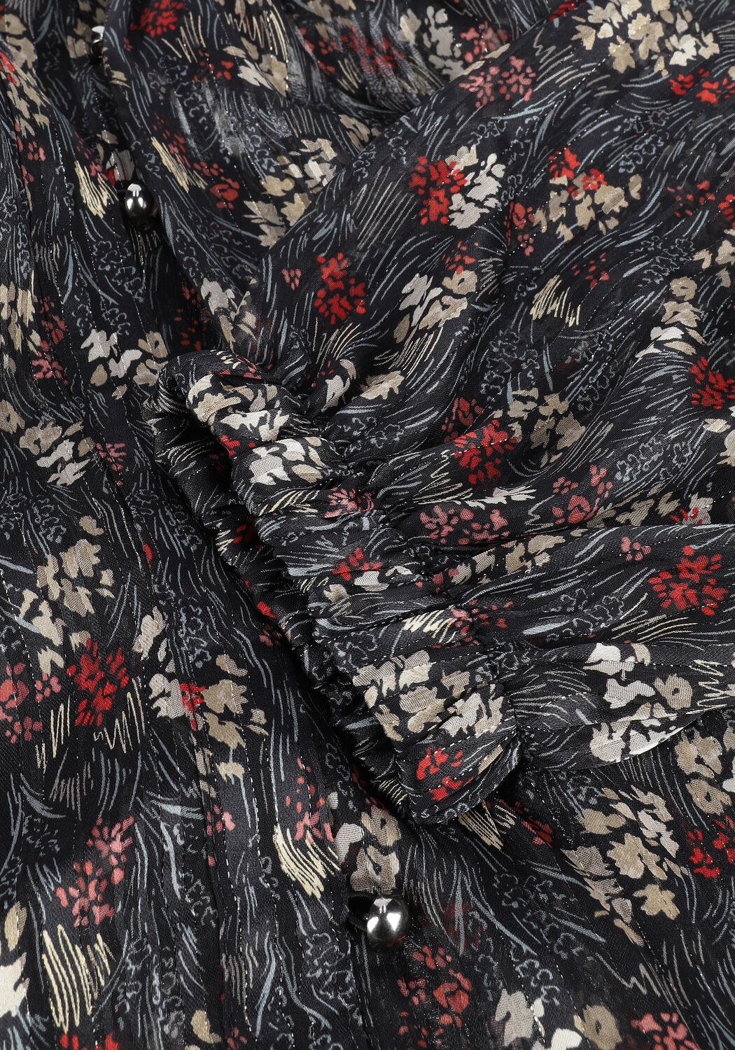Zwarte SUMMUM  BLOUSE SMALL FLOWER LUREX - large