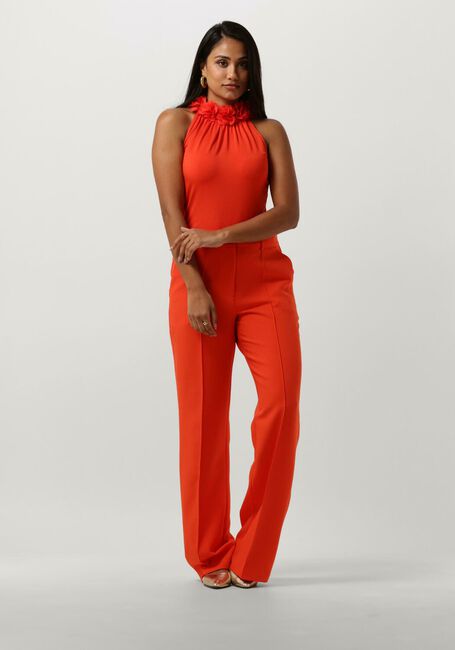 JANSEN AMSTERDAM Haut TC356 SINGLET WITH FLOWERS AT NECKLINE en orange - large