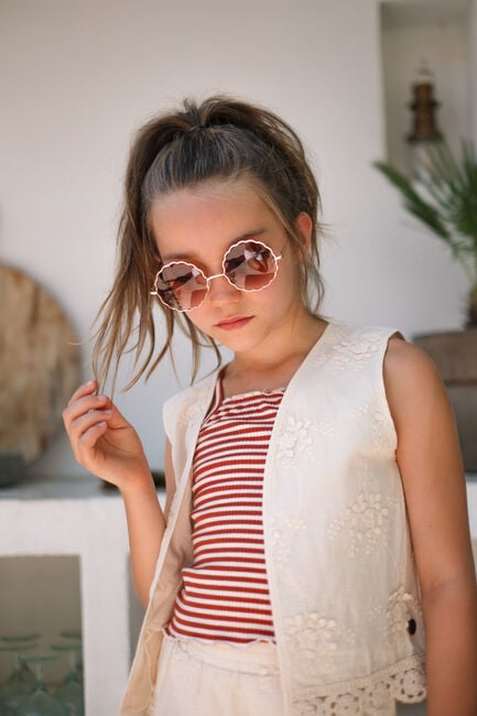 Creme LIKE FLO Gilet DAFNE EMBROIDERY GILET - large