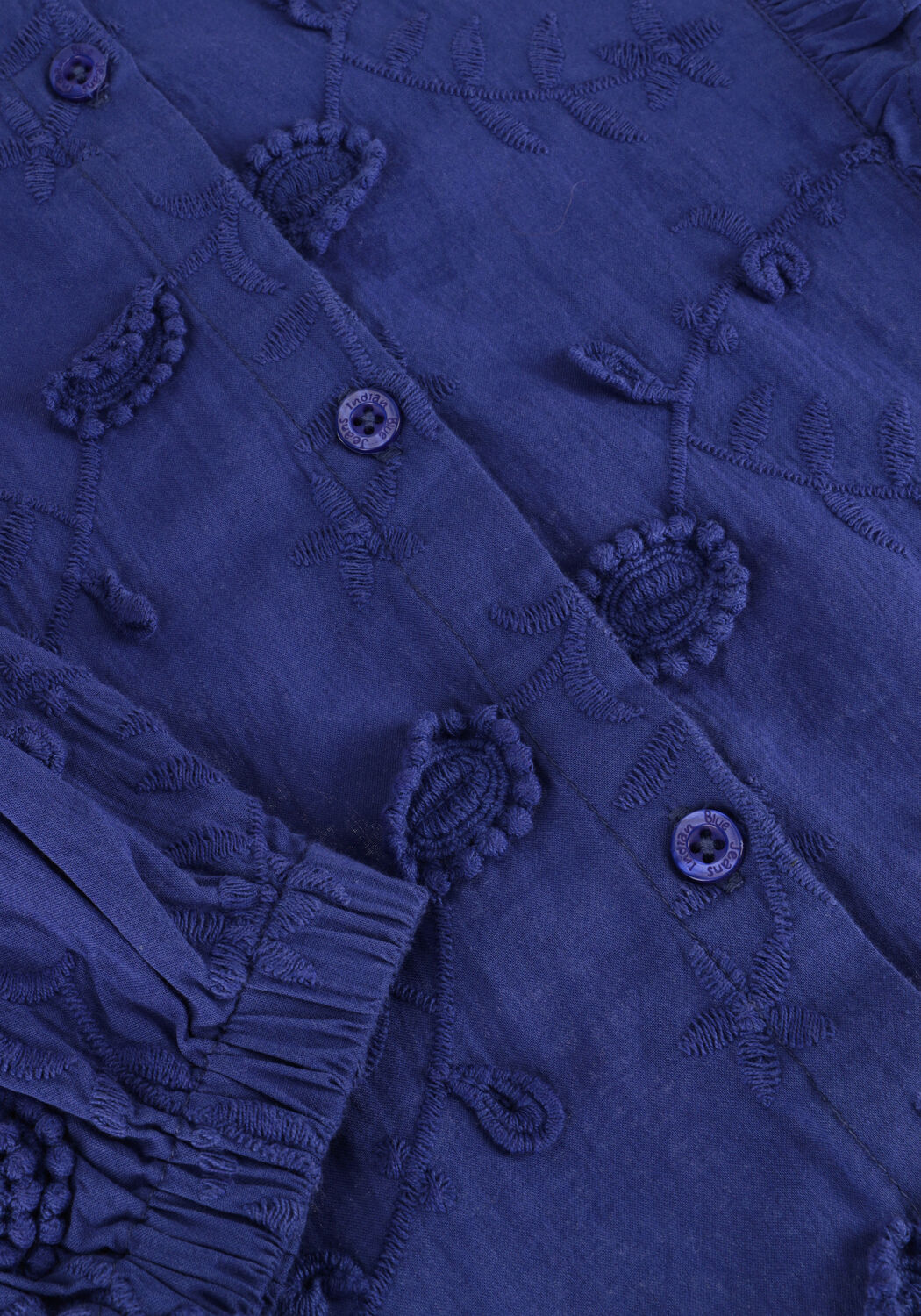 Blauwe INDIAN BLUE JEANS  FLOWER RUFFLE SHIRT LONGSLEEVE - large