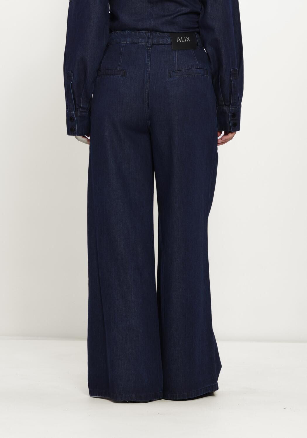 Blauwe ALIX THE LABEL Broeken/jumpsuits LADIES WOVEN WIDE LEG DENIM PANTS - large