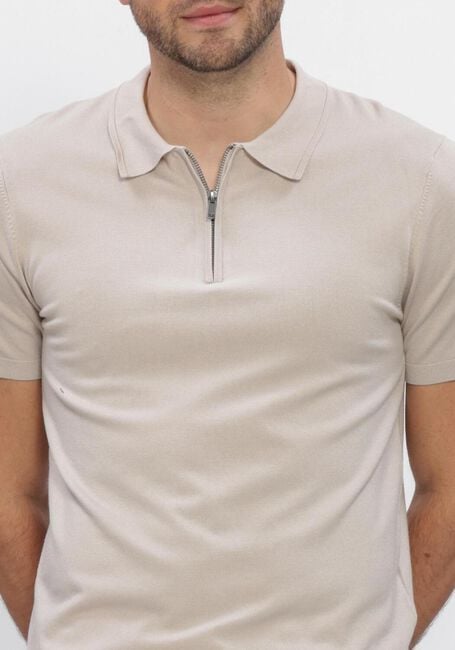 PURE PATH Polo ZIP KNITTED POLO en beige - large