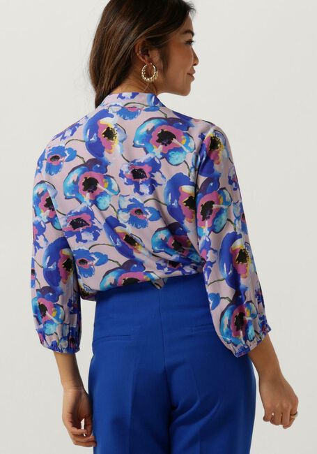Blauwe JANSEN AMSTERDAM  PF126 PRINTED 3/4 RAGLAN SLEEVE TOP - large