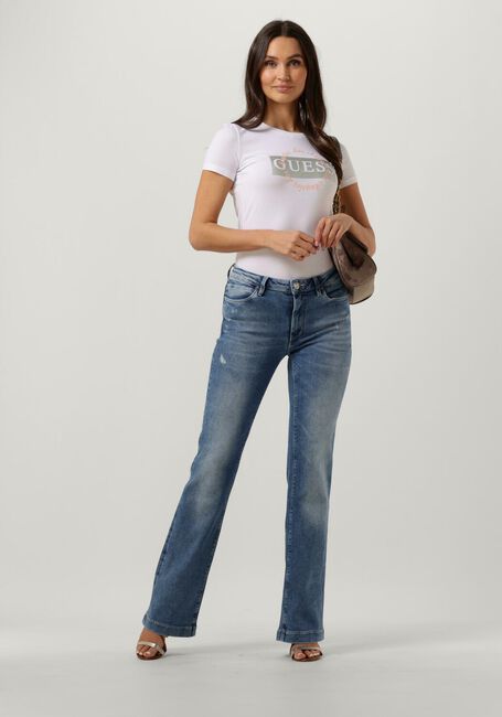 GUESS T-shirt SS CN ROUND LOGO TEE en blanc - large