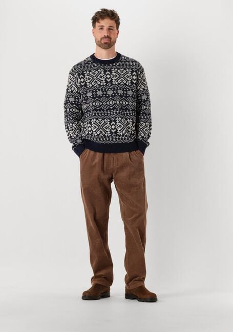 SELECTED MEN Pull SLHHOLGER LS KNIT JAQUARD CREW NECK Bleu foncé - large