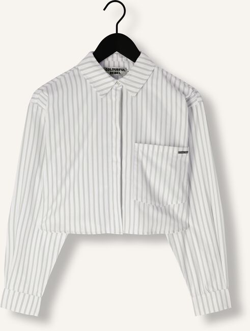 Witte COLOURFUL REBEL  ALIYA STRIPED CROPPED  BLOUSE Witte COLOURFUL REBEL  ALIYA STRIPED CROPPED  BLOUSE - large