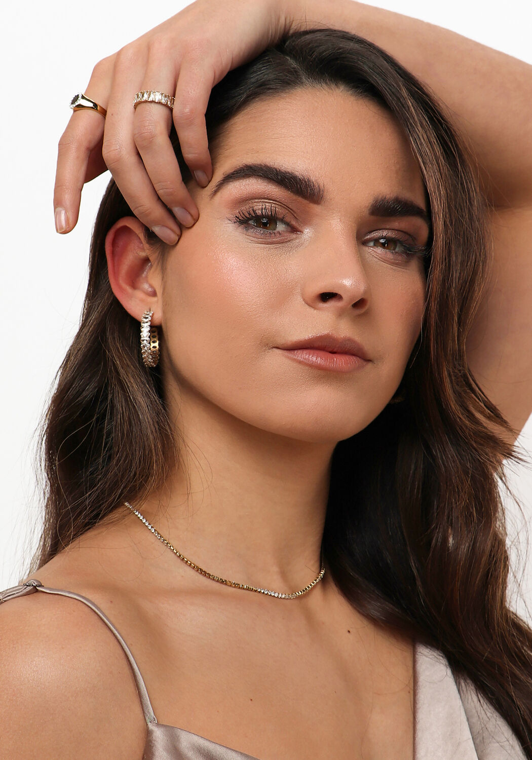 NOTRE-V Boucles d'oreilles EARRING STRASS Dor&eacute; - large