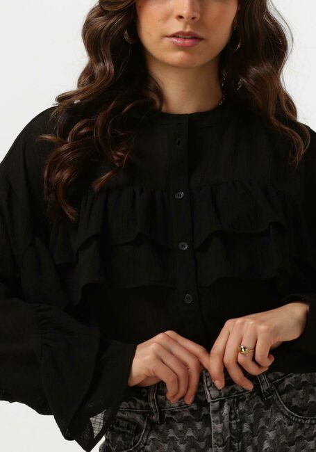 ALIX THE LABEL LADIES WOVEN STRUCTURED CHIFFON RUFFLE BLOUSE Blouses en noir - large