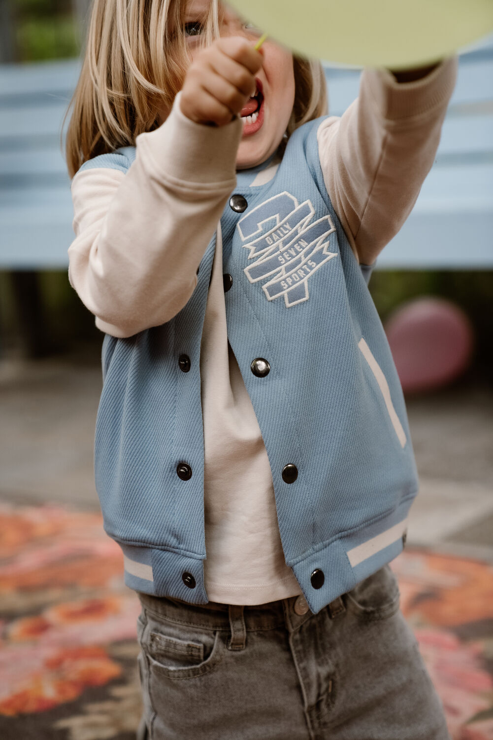 DAILY7 Gilet OVERSIZED BOMBER JACKET en bleu - large