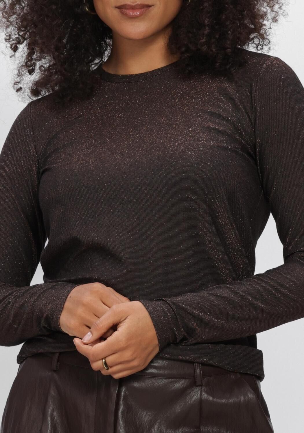 SUMMUM Haut BASIC TEE SOFT LUREX JERSEY en marron - large