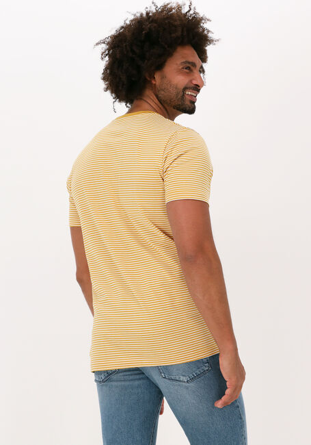 SELECTED MEN T-shirt SLHNORMAN180 STRIPE SS O-NECK en jaune - large