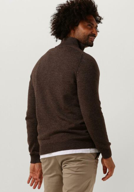 SELECTED HOMME Pull SLHREG DAN WOOL-MIX ZIP HIGH NECK OW en marron - large