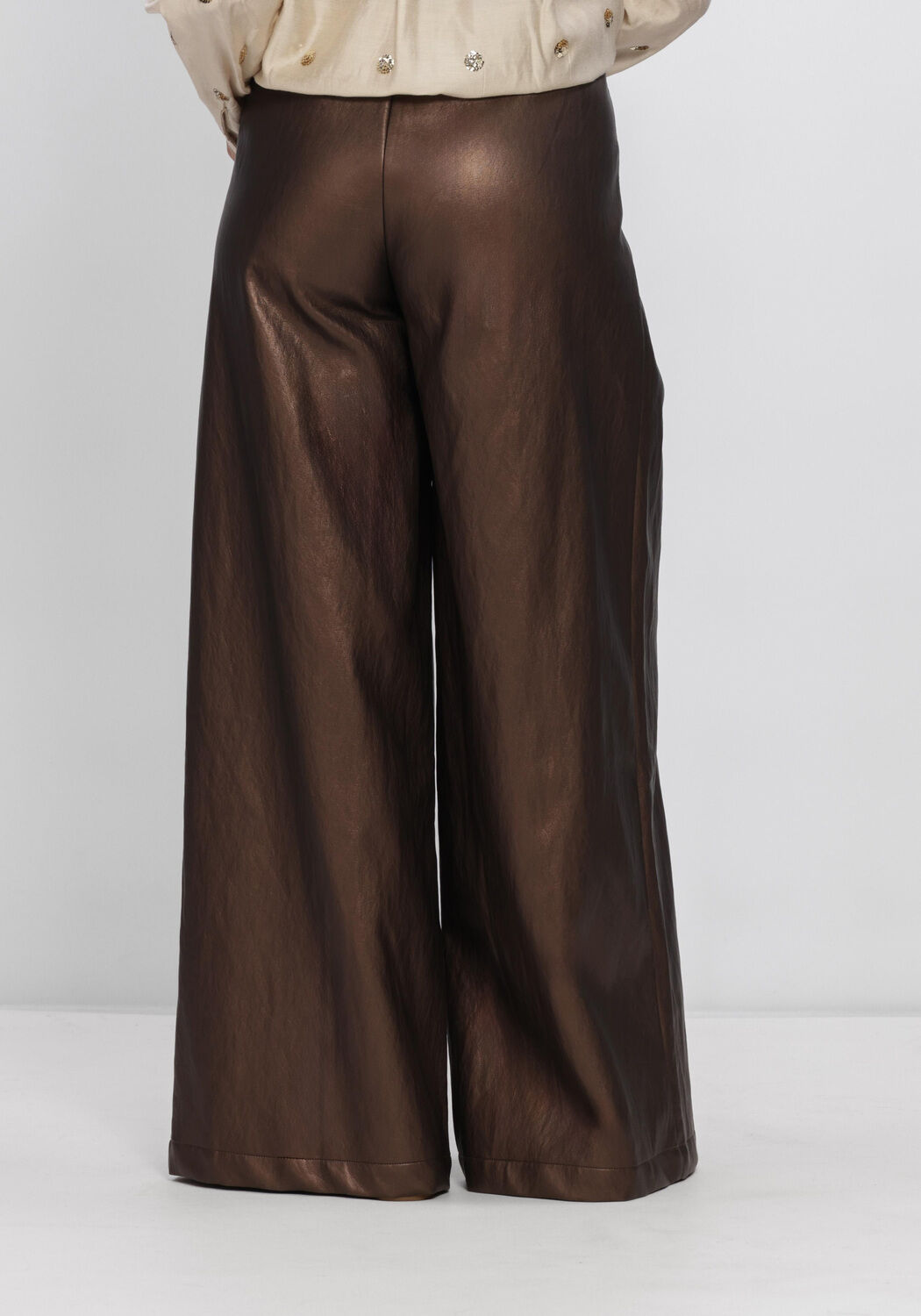 Bruine NUKUS Wijde broek BODINE PANTS PU - large