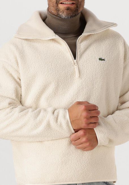 LACOSTE Pull HIGH NECK ZIPPED FLEECE SWEATSHIRT Crème - large