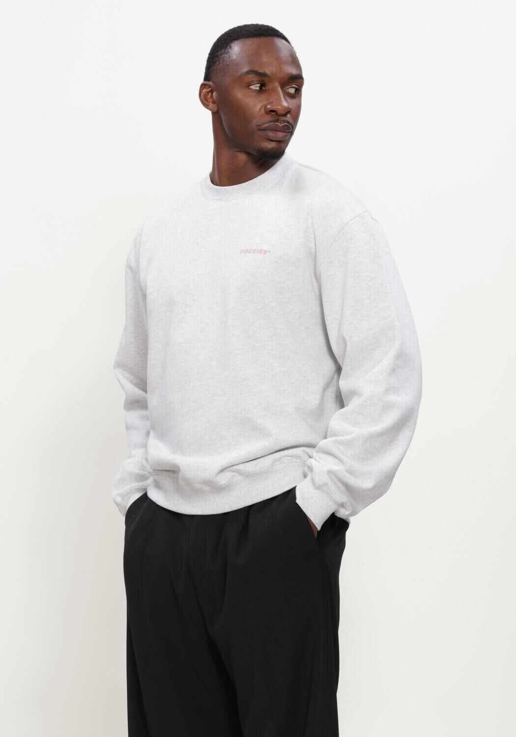 Grijze POCKIES Sweater MOVE SLOW CREW - large