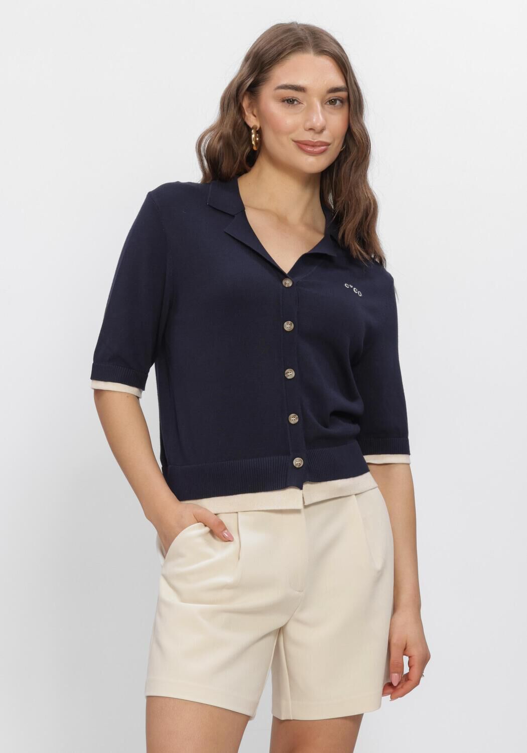 Donkerblauwe CO'COUTURE Trui LUECC CROP CARDIGAN - large