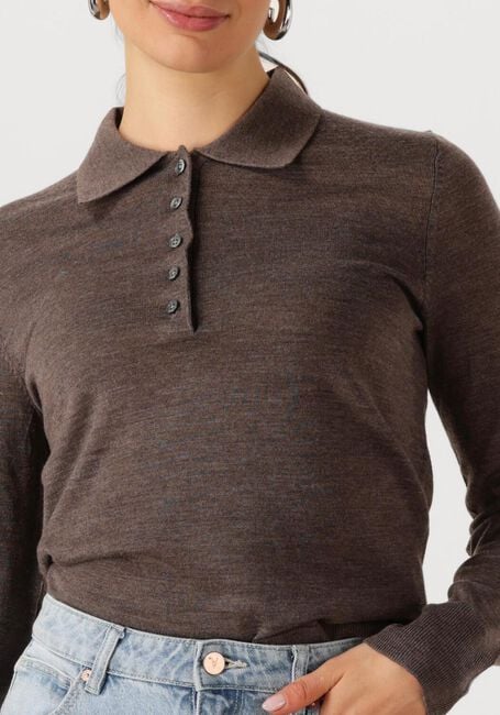 Bruine SELECTED FEMME Tops & T-shirts SLFTHEA LS KNIT MERINO COLLAR NECK - large