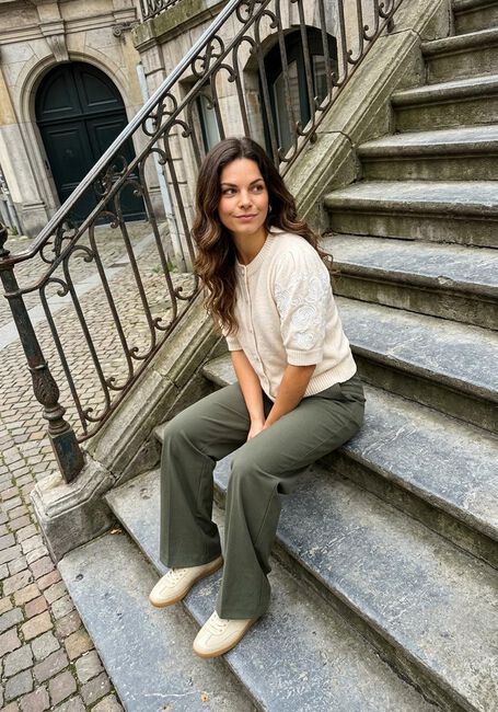 Khaki OBJECT Wijde broek OBJLISA WIDE PANT - large