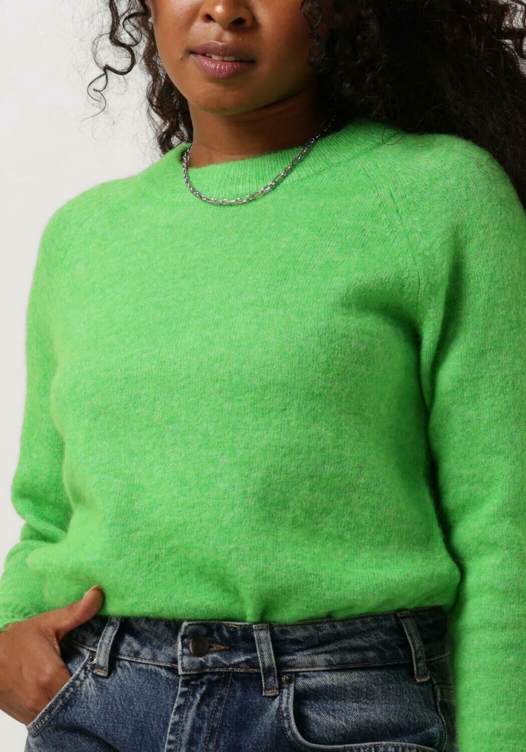 groene selected femme trui slflulu ls knit o neck b