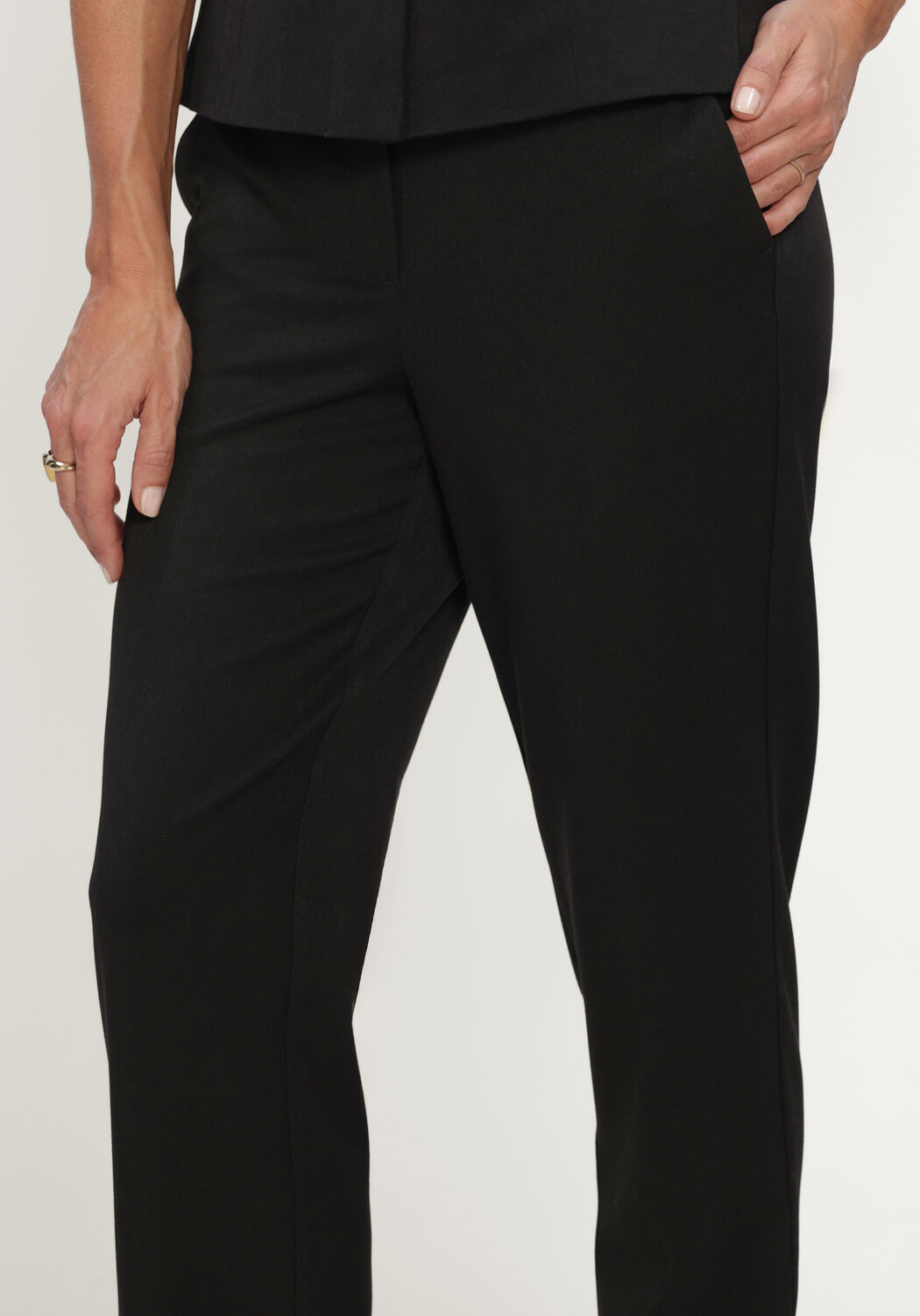 Zwarte OBJECT Pantalon OBJLISA MW STRAIGHT PANT NOOS - large