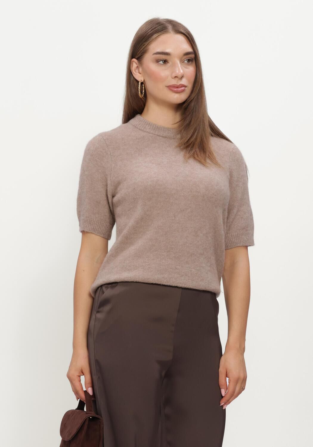 Beige Y.A.S. Trui YASJOHI SS WOOL BLEND PULLOVER - large