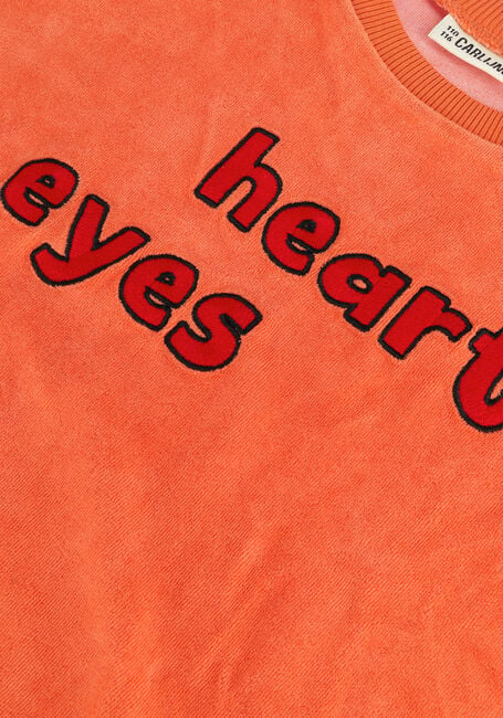 CARLIJNQ Pull HEART EYES - SWEATER GIRLS WITH TULE RUFFLES + EMBROIDERY en orange - large
