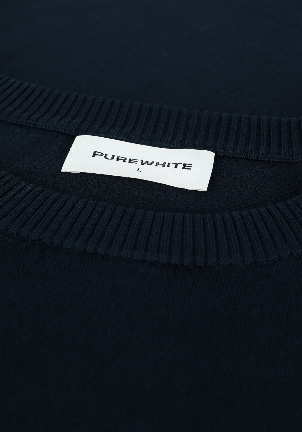 Donkerblauwe PUREWHITE Trui ESSENTIAL KNIT CREWNECK - large