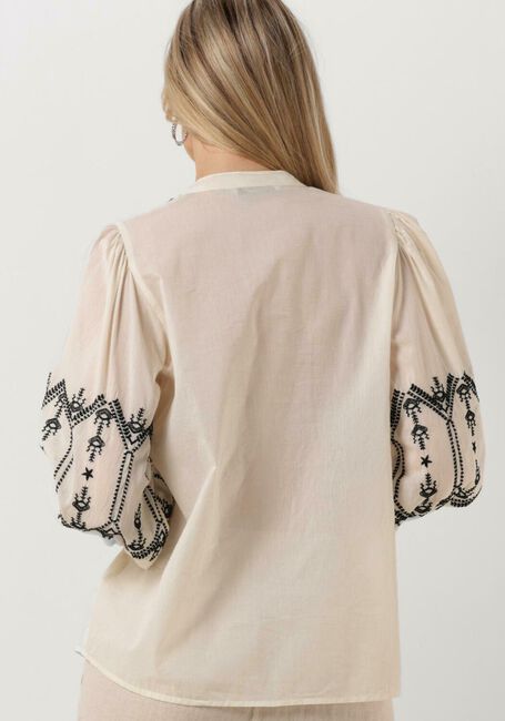 Gebroken wit SUMMUM  TOP COTTON VOILE WITH CONTRAST COLER EMBROIDERY - large