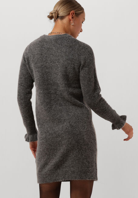 Grijze SELECTED FEMME Mini jurk SLFSIA RAS FRILL LS KNIT DRESS - large