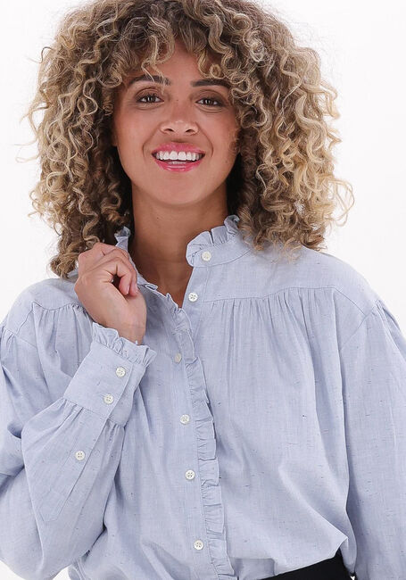 SCOTCH & SODA RUFFLE PLACKET SEASONAL SHIRT Blouses Bleu clair - large