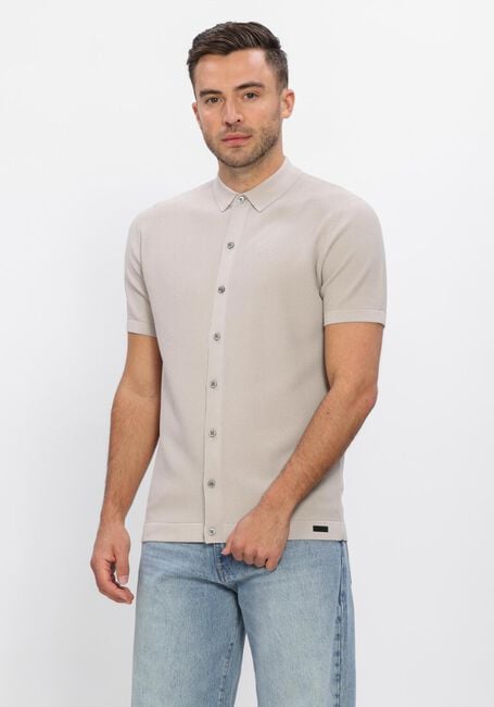 GENTI Polo SHIRT 8 BUTTON SS 1260 en beige - large